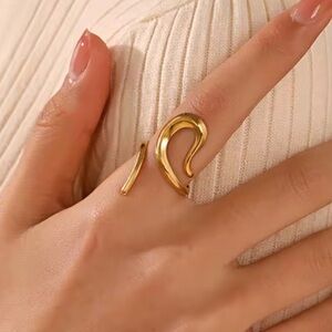 Stainless Steel Gold Toned Adjustable Size Ring (R23)